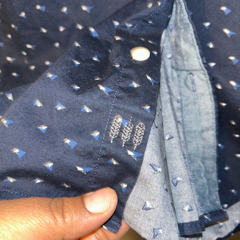 Hawker Rye shirt - navy print short sleeve button front w/chest pocket - Picture 7 of 9